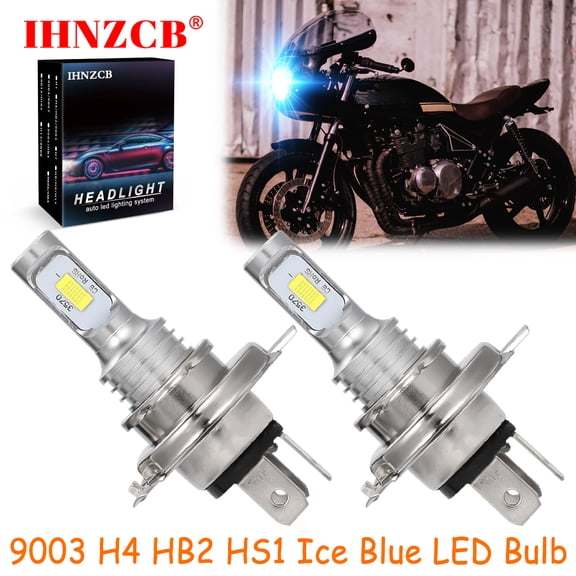 IHNZCB for Kawasaki Zephyr ZR550 ZR750C - 2X HS1 9003 H4 HB2 LED Headlights Bulb 55W Ice Blue YTL,Motorcycle Light,Y64