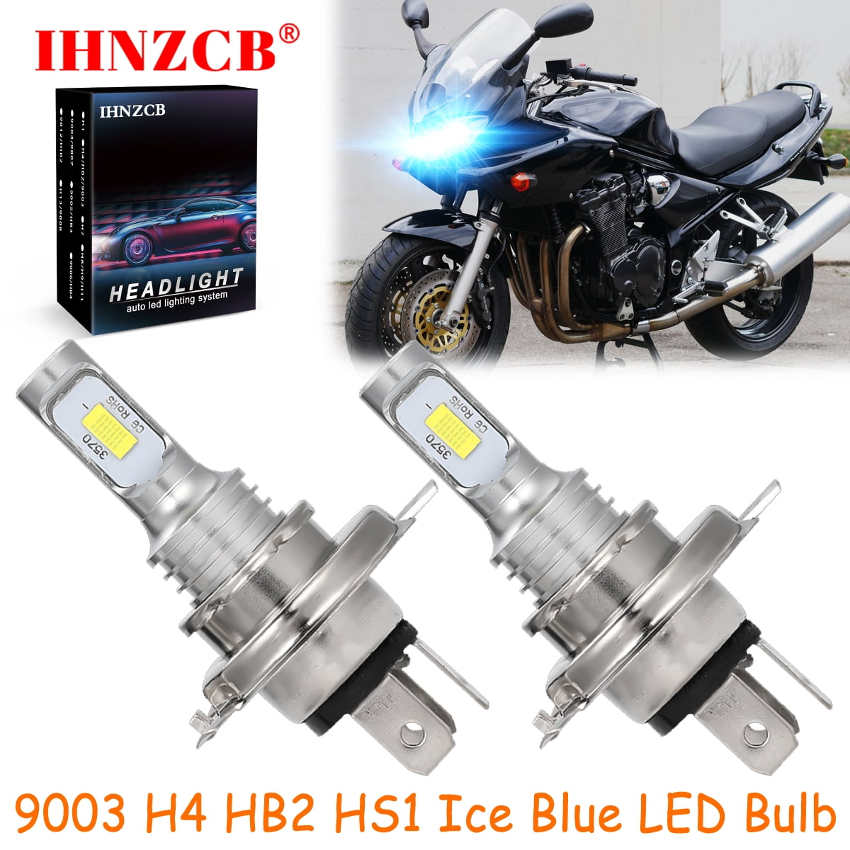2x HS1 / 9003 / H4 LED Headlight Bulbs 8000K For Suzuki Burgman AN400/AN650 & More – 50W, 4000 Lumens 2 thumbnail image
