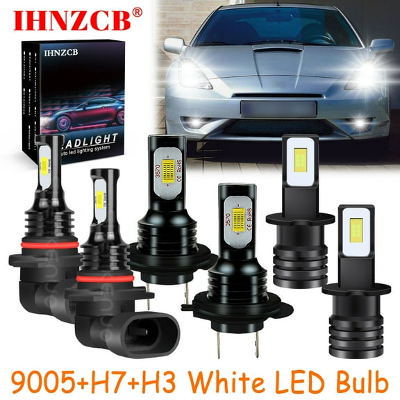IHNZCB for Toyota Celica 2000-2005 White Led Headlights Bulb High Low Beam Fog Light,9005+H7+H3,HKB,Y01
