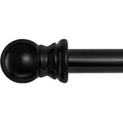 IHOMEPARK 1" Heavy Duty Curtain Rod with Adjustable Brackets, Black Single Curtain Rods for Windows 28 to 48 Inch -Stainless Steel Metal Drapery Rods for Kitche