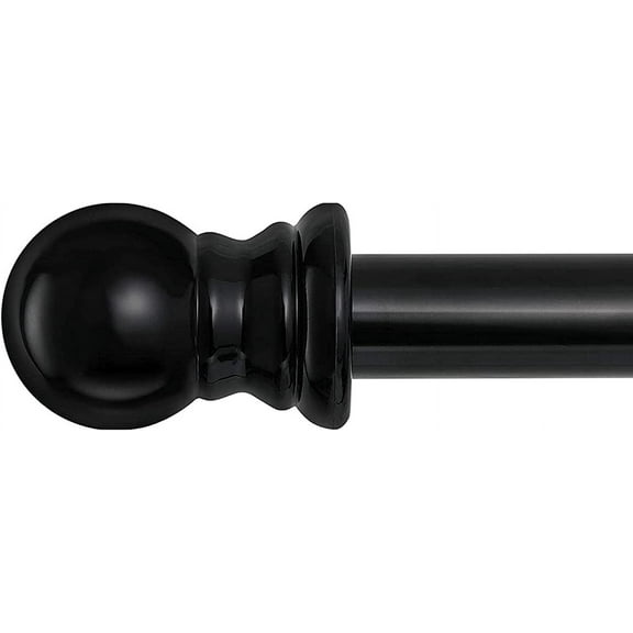 IHOMEPARK 1" Heavy Duty Curtain Rod with Adjustable Brackets, Black Single Curtain Rods for Windows 28 to 48 Inch -Stainless Steel Metal Drapery Rods for Kitchen,Bedroom