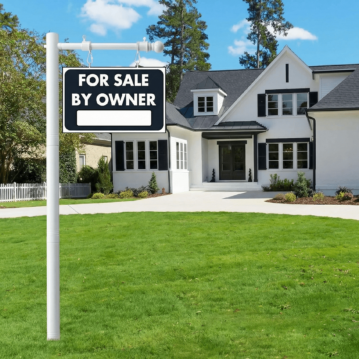 IHOMEPARK 100 inch Metal Adjustable Real Estate Sign Post for Sale Hanging Ads, Yard Sign Post, White (No sign included)