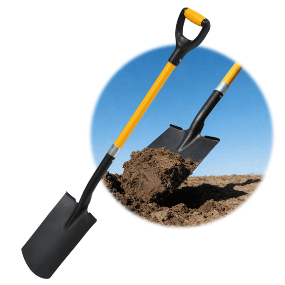 IHOMEPARK 43 Inch Flat Shovel for Digging - Heavy Duty Garden Shovel with D-Handle for Gardening Camping and Snow Removal, Metal Handle