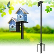IHOMEPARK 60" Outdoor Bird House Pole Kit Stand with 5-Pronged Base, Adjustable Height for Easy Setup, Matte Black Finish, 1 Pack