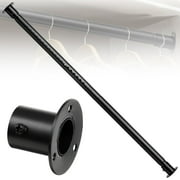 IHOMEPARK Closet rods for hanging clothes, 17 to 82 inch Adjustable Metal Closet Hanging Rod, Matte Black