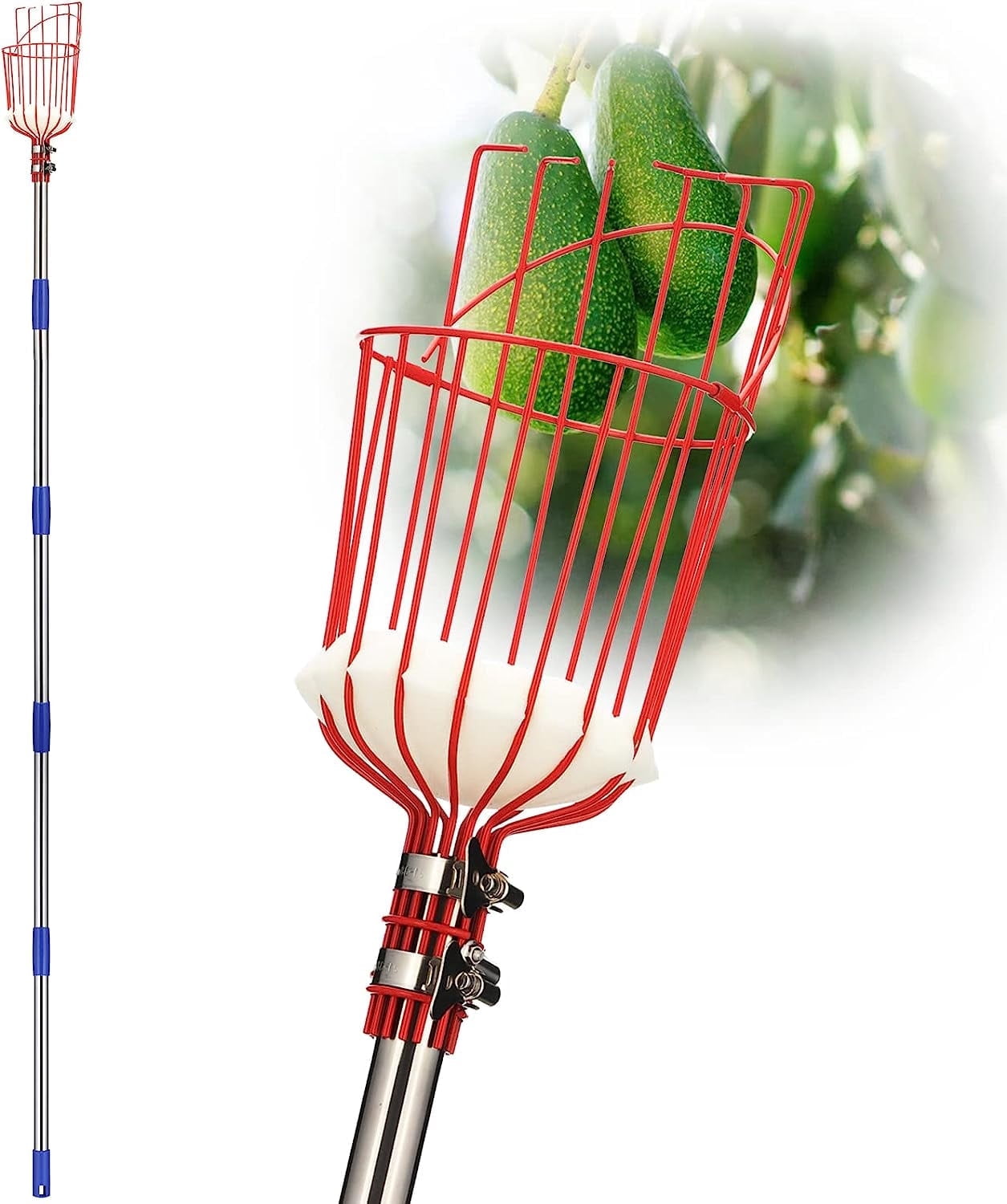 Orange Picker Machine IHOMEPARK, Fruit Picker Pole Tool, 35-65 Inch Adjustable, with Basket ...