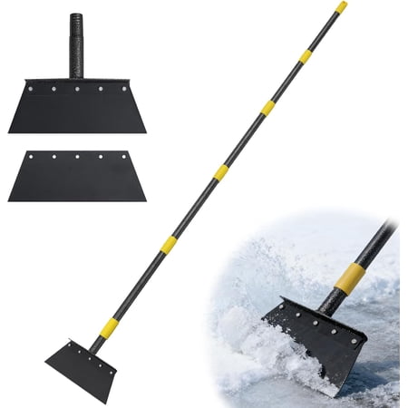 IHOMEPARK Garden Cleaning Shovel, 76" Multifunctional Flat Shovel for Digging, Weeding,Scraping, Ice Remove (2 Blades)
