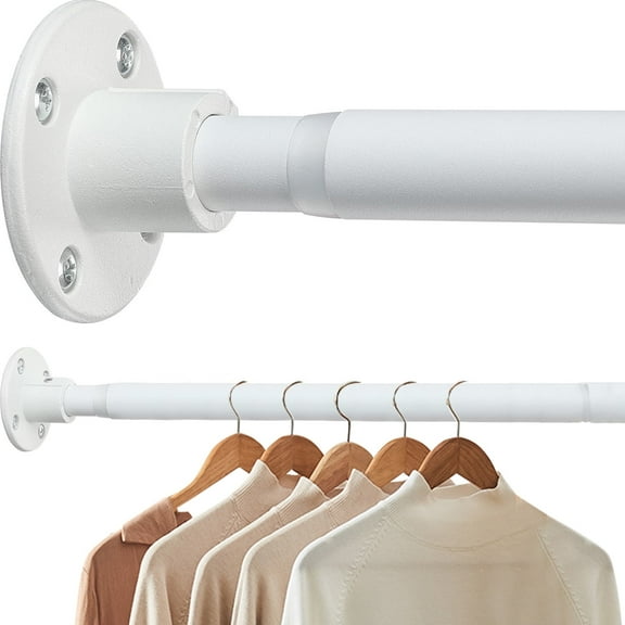 IHOMEPARK Hanging Closet Rod,29-50in Space Saving Closet Rod Extender Hanging, Matte White