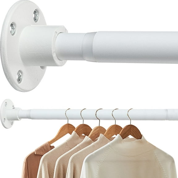 IHOMEPARK Hanging Closet Rod,29-94in Space Saving Closet Rod Extender Hanging, Matte White