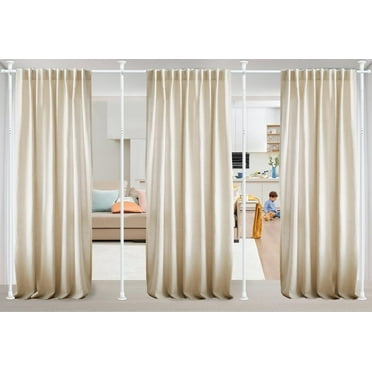 IHOMEPARK Room Divider for Wide Space Partitions, Curtain Rods No Drilling for Room Separation, 28-171inch(W) 4-10ft(H) Adjustable Heavy Duty Floor to Ceiling Tension Rod Room Dividers, White