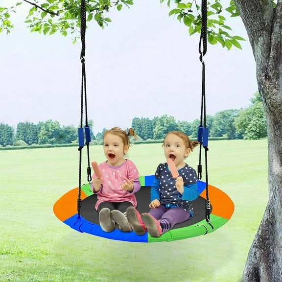 IHOMEPARK Saucer Tree Swing with Hanging Straps for Kids Adults,40" 900D Oxford Waterproof Flying Saucer Swing - 700lbs Weight Capacity(3 Colors)