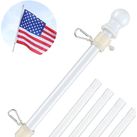 IHOMEPARK White Flag Pole for House - 6ft Tangle Outdoor Free House FlagPole for 3x5 Flags for Porch Garage Truck Boat Decor (Flagpole without Bracket)