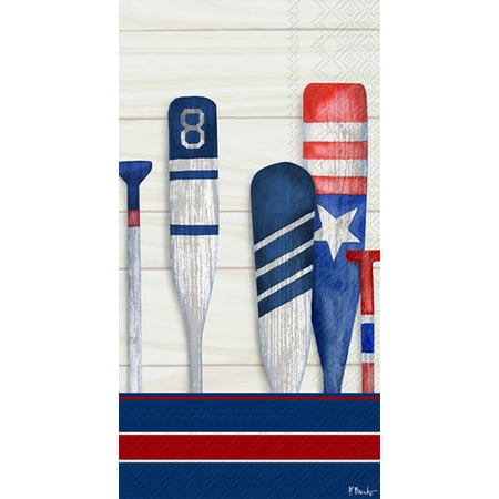 IHR Ideal Home Range 3-Ply Paper Napkins Coastal Nautical Beach Designs, 16-Count Guest Size, Port Oars