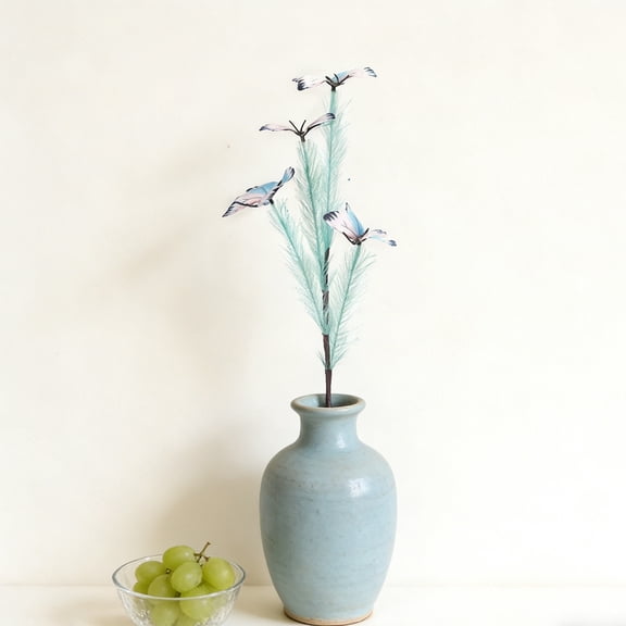 IHXORA 5 Count Blue Artificial Butterflies Branch Decorative Arrangement Artificial Flower Bouquet Set Props Perfect for Photography Props and Party Settings