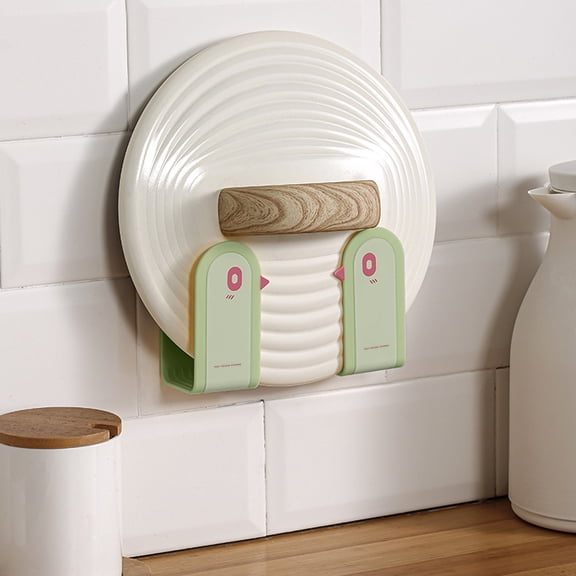IHXORA 5 Count Green Pot Lid Holders Cartoon Style Wall Mounted Kitchen Shelves for Multifunctional Storage and Drainage Perfect for Household and Small Spaces
