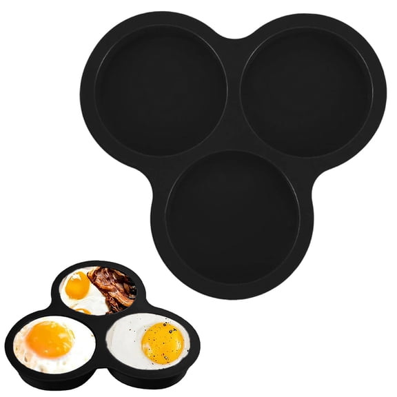 IHXORA 5 Count Silicone Egg Cups for Air Fryer 3-Cavity Cupcake Baking Tray Round Air Fryer Silicone Baking Molds for Microwave Oven Small Cakes Puddings Pie Breakfast Patty