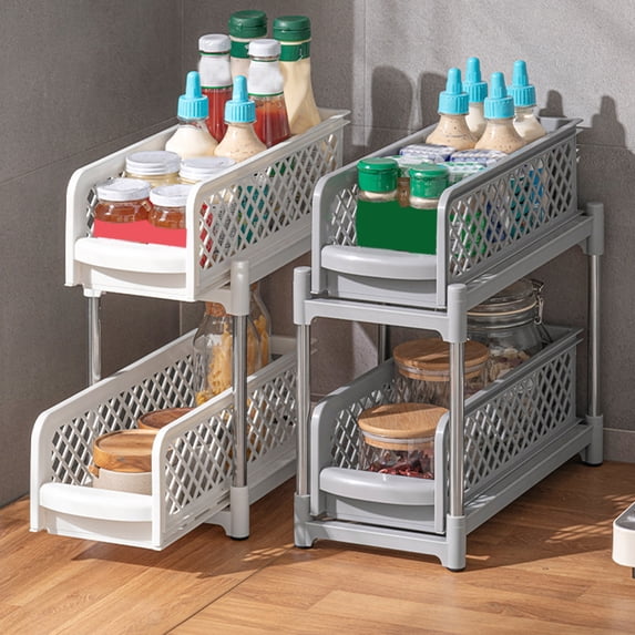 IHXORA Multi Purpose Sink Storage Rack, Sliding Drawer, under Counter Organizer, for Kitchen Counter, Laundry Room, Bathroom, Gray, 1 Pc