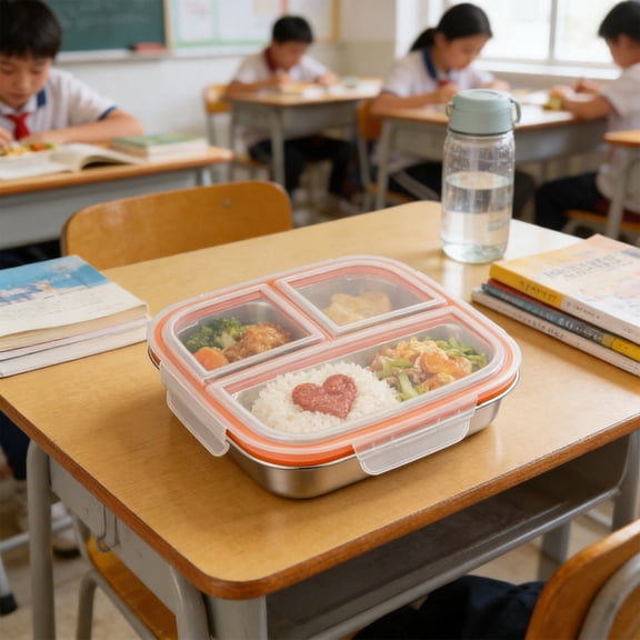 IHXORA Set of 3 Stainless Steel Compartment Containers Secure Sealing and Spacious for Daily Meals Perfect for Institute Lunch Boxes and Outdoor Activities