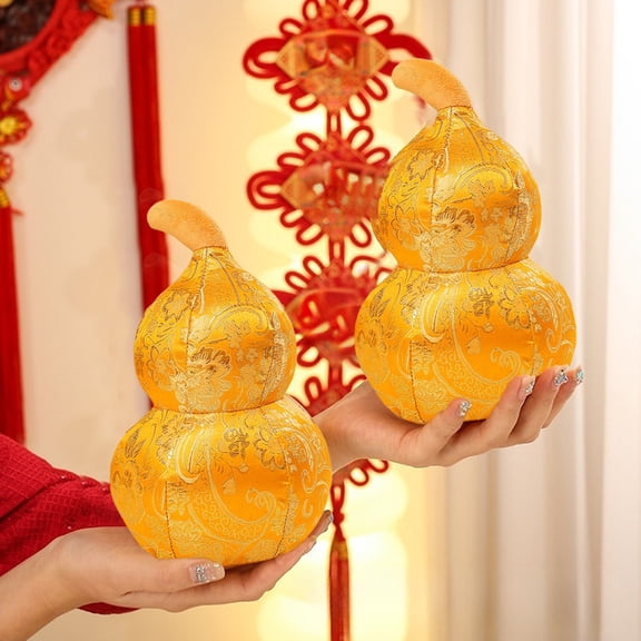 IHXORA Set of 3 Gourd Shaped Throw Pillows for New Year Decoration Cushion, Adds Visual Interest to Vintage or Modern Cyclical Styles in Yellow