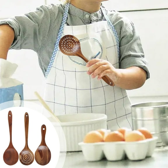 IHXORA Wooden Spatula, Solid Teak Wood Cooking Utensil, Non-stick Pan Safe, Salad and Mixing Spoon, for Frying, Serving, Kitchen Prep, 1 Pc