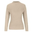 thumbnail image 1 of IHengLiXing Clearance! Sweaters for Women Plus Sizes 3X Open Front,Women's Long Sleeved Solid Color Top High Neck Slim Sweater High Neck Sweater - Beige XL, 1 of 4