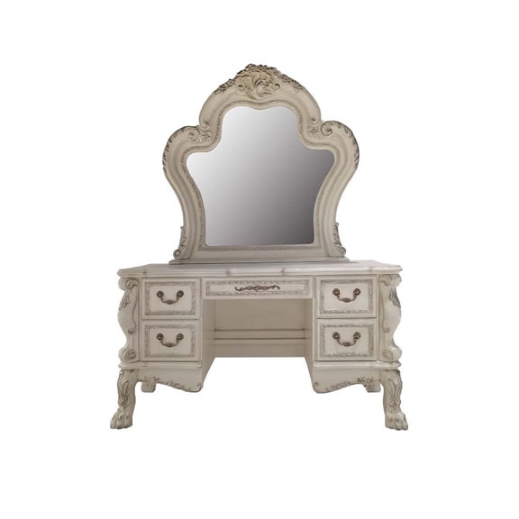 II 46"x46" Mirror, Bone White Finish