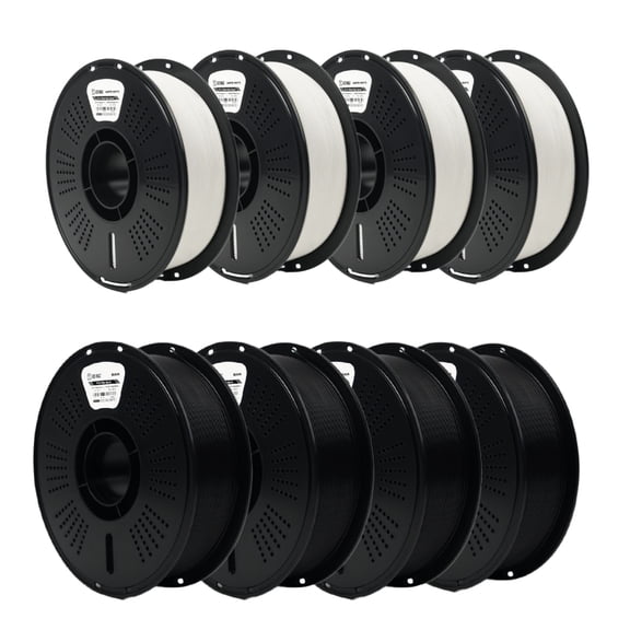 IIID MAX - HighSpeed PLA PLUS Filament, 4 White - 4 Black (8-Pack) - 1.75mm 3D Printer Filament - 8 X (1Kg/2.2lb Spool)