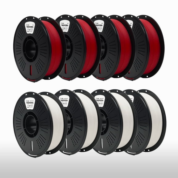 IIID MAX - HighSpeed PLA PLUS Filament, 4 White - 4 Red (8-Pack) - 1.75mm 3D Printer Filament - 8 X (1Kg/2.2lb Spool)