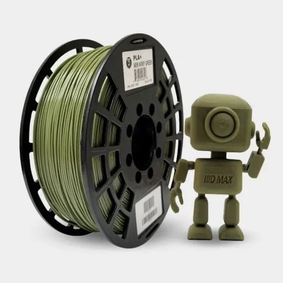 IIID MAX PLA Plus Filament (New Army Green), 1.75mm 3D Printer PLA+ Filament, 1Kg/2.2lb Spool of 3D Printing Filament PLA with Dimensional Accuracy +/- 0.03mm, Fits Most FDM Printers, Made in USA