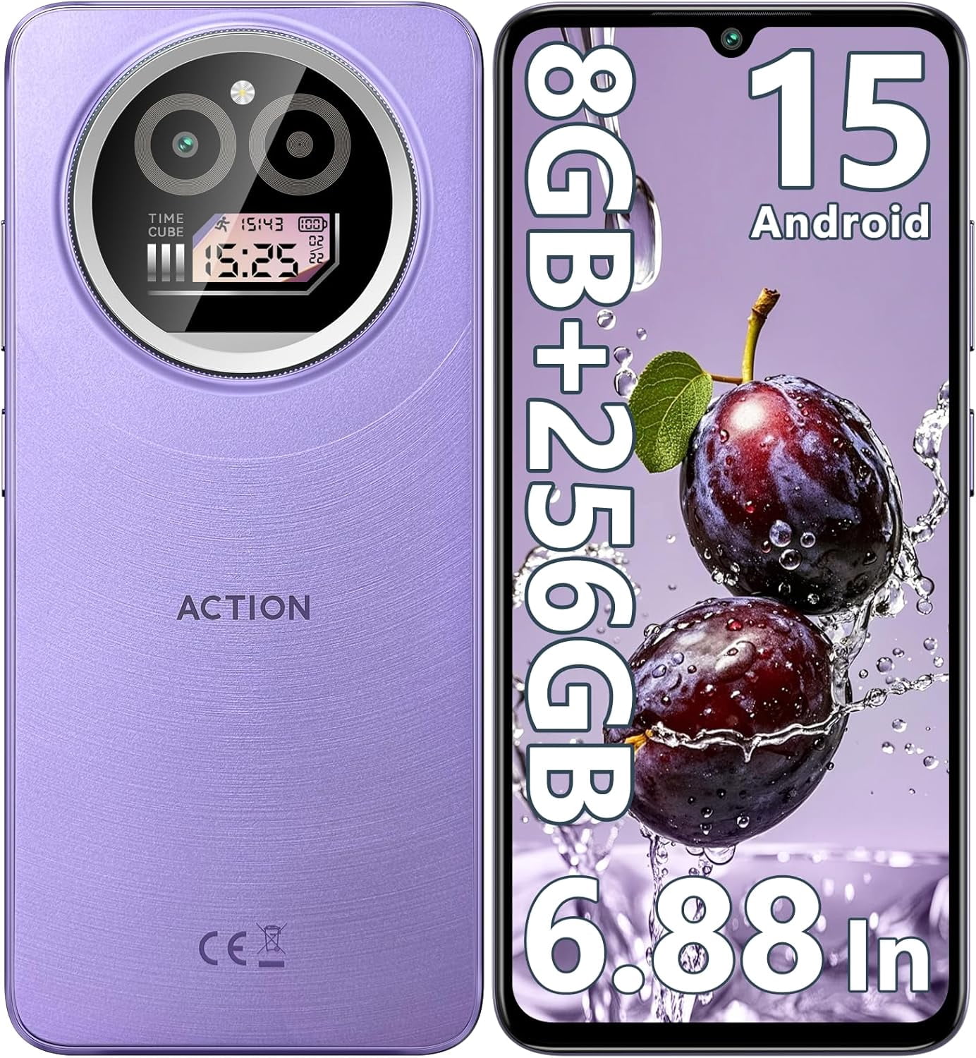 IIIF150 Action A5 Pro Mobile Phone Android 15, 8(3+5) GB 256GB/1TB Smartphone Cheap, 6.88 Inch HD & 1 Inch Rear Screen, 5100mAh Telephone Gaming