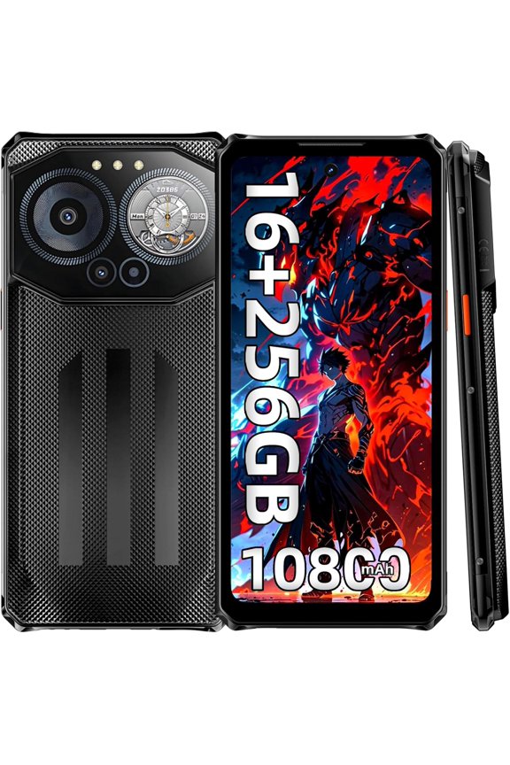 B3C Rugged Smartphone, 10800mAh Battery, 16GB RAM 256GB ROM/1TB Rugged Phone, 6.6" Screen