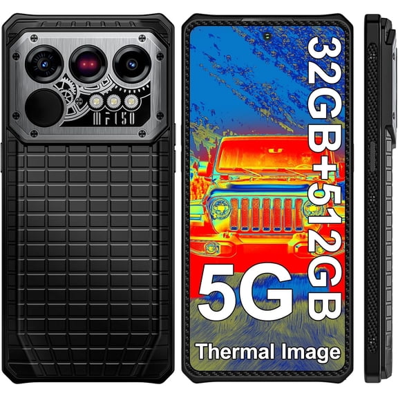 IIIF150 Raptor Unbreakable 5G Mobile Phone with Thermal Camera, 32GB (16+16)/512GB Android 14, 6.78 Inch AMOLED, 10000mAh,Black