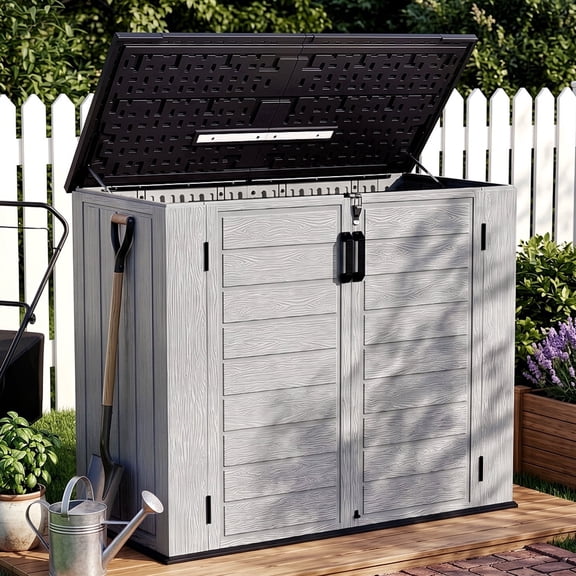 IINNOVZBOM 55.91"W x 47.24"H Outdoor Storage Shed, UV Resistant & Windproof Resin Deck Box for Patio Garden, 41 Cu.Ft