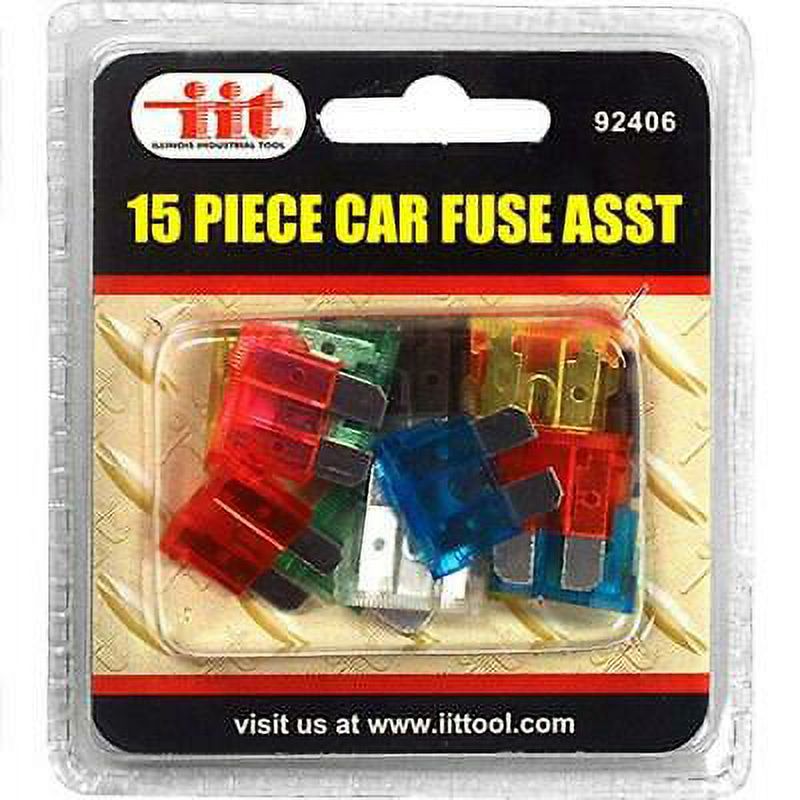 IIT 15pc ATO Car Fuses Assortment 5 7.5 10 15 20 25 30 AMP Kit 92406