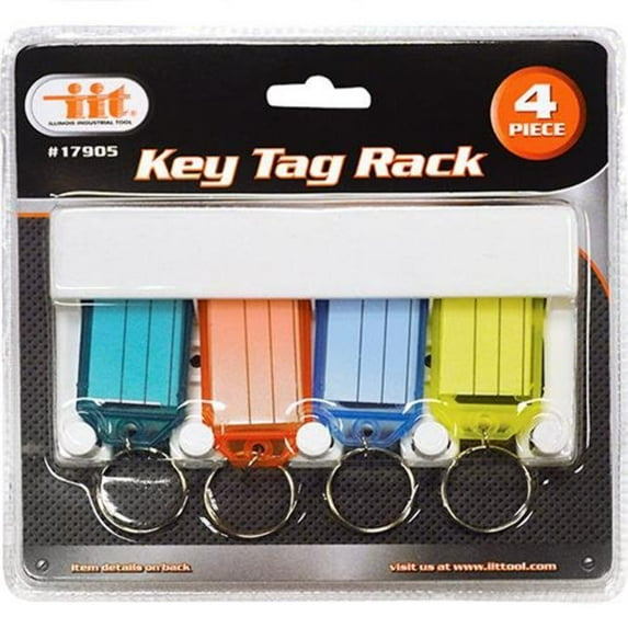 IIT 17905 Key Tag Rack with 4 Color Coded Key Tags,