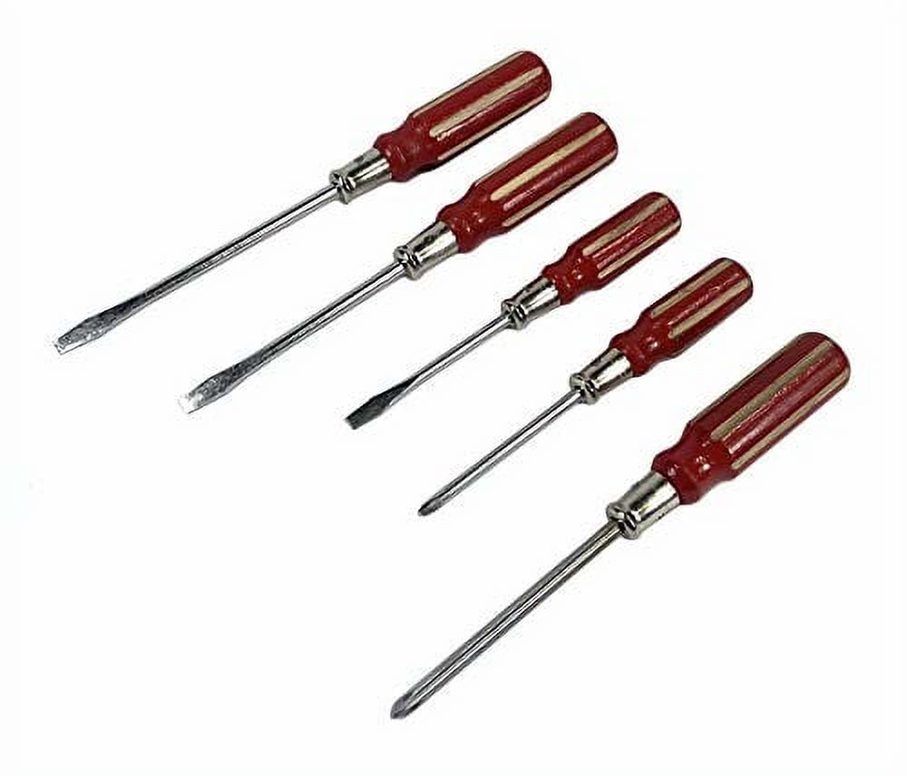 IIT 5 Piece Screwdriver Set with Wooden Handles 3 Slotted Screwdrivers