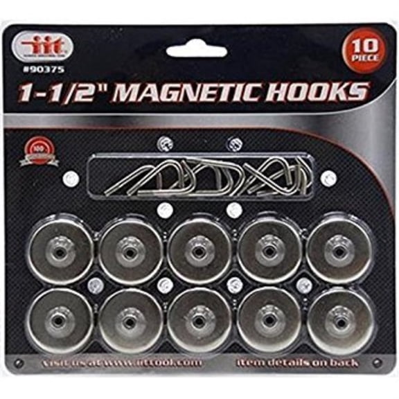 iit 90375 magnetic hooks 1-1/2" set super strong (10 piece)