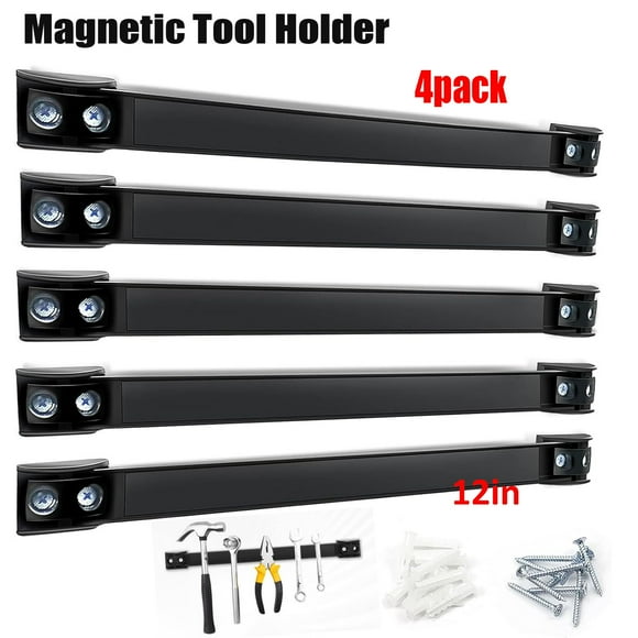 IIVLBUUJ 12" Magnetic Tool Holder Strip,Metal Tool Magnet Bar for Garage Organization(4PCS)