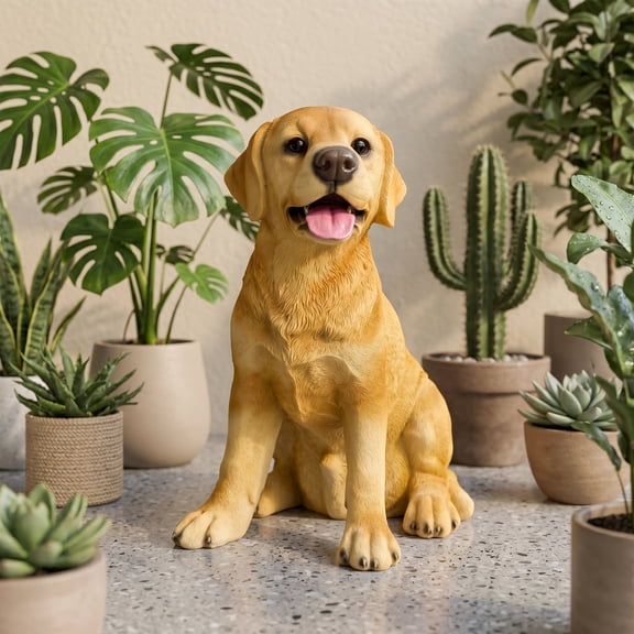 IJDD Labrador Retriever Garden Statue, Resin Dog Sculpture for Indoor and Outdoor Decor