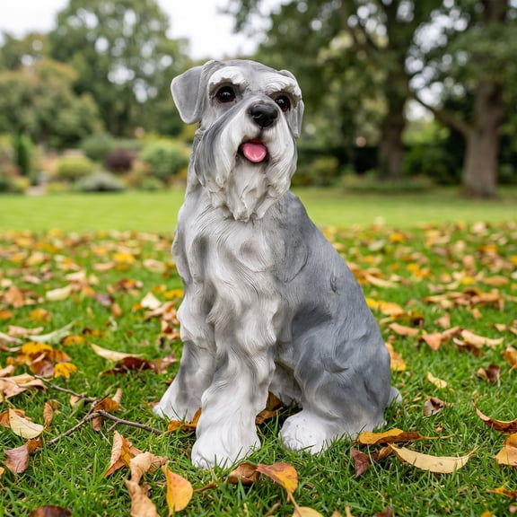 IJDD Schnauzer Garden Statue, Resin Dog Figurine for Indoor and Outdoor Decor