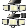 thumbnail image 1 of IJIL Solar Lights Outdoor - 2500LM Motion Sensor Outdoor Lights with Remote Control 3 Heads LED Security Light 270° Wide Angle Solar Flood Lights (2 Packs), 1 of 6