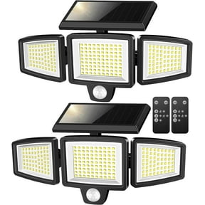 IJIL Solar Lights Outdoor - 2500LM Motion Sensor Outdoor Lights with Remote Control 3 Heads LED Security Light 270 Wide Angle Solar Flood Lights (2 Packs)