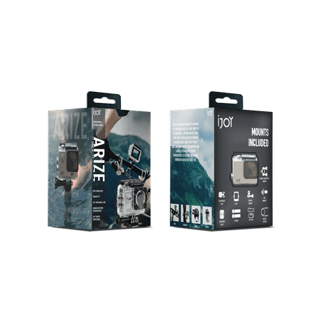 IJOY Arize Action Waterproof Video Camera with 4 Mounts, Black