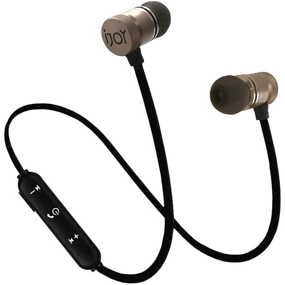 iJoy Force Wireless Bluetooth Sport Earbuds with Microphone, IPX4 Sweat-Resistant, 2-Hour Playtime, Gold