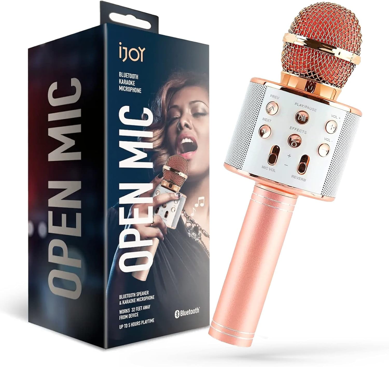 Ijoy Karaoke Microphone Wireless Singing Speaker, Portable, Rose
