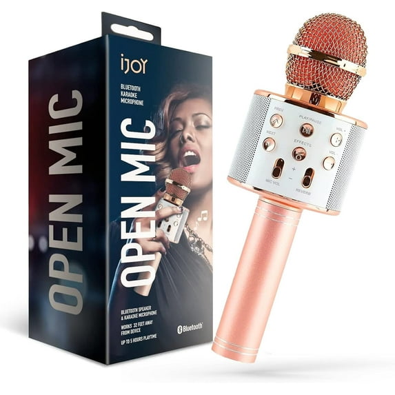 Ijoy Karaoke Microphone Wireless Singing Speaker, Portable, Rose Gold, 1 Count