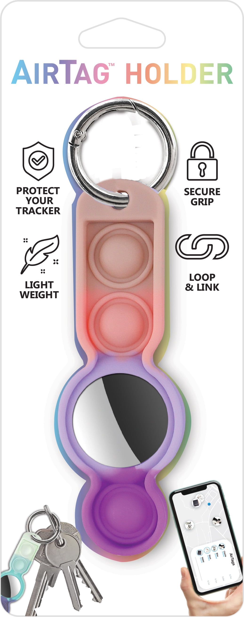 IJOY Silicone Pop Airtag Holder - Multi Pink Purple