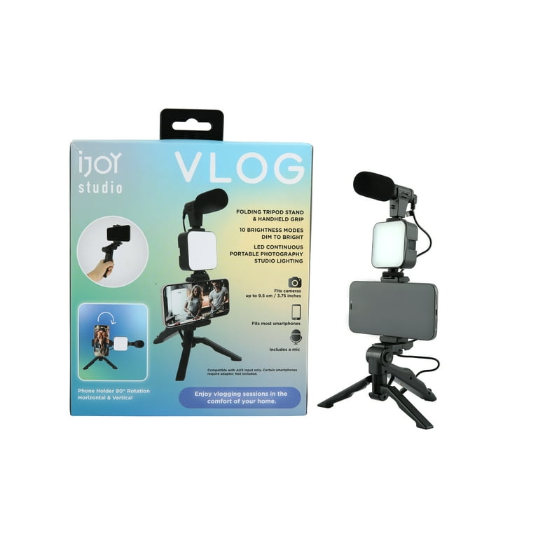 IJOY Studio Tripod Vlog Stand with Handheld Grip Mic Black