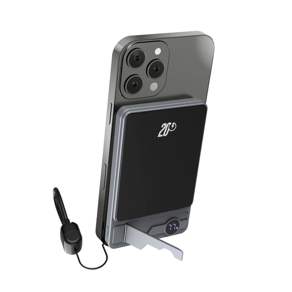 IJS 3 in 1 Magnetic Power Bank - Magsafe Compatible, Built in Kickstand, Digital LED Display, Type C Fast Charging – Phone, AirPods & Watch (10000 mAh)