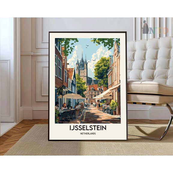 IJsselstein Utrecht Poster, Medieval Dutch Cityscape Wall Art
